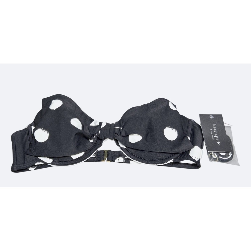 Women's Kate Spade NWT‎ Small Black Polka Dot Bow Bra Bikini Top Beach Summer